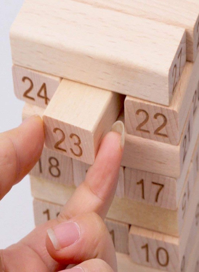 thriftkart Wooden Blocks 54 Pcs Challenging Wooden Color Tumbling Tower Wooden Zenga Toys - Image 2